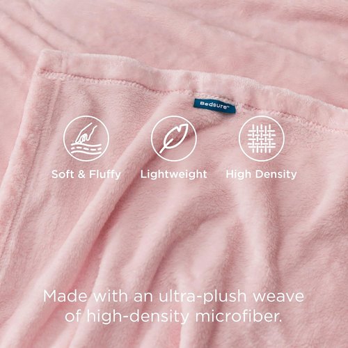 Bedsure Fleece Blanket - Soft, Lightweight Plush Twin XL Blanket in Pink | Cozy for Bed, Sofa, Travel (66" x 90")