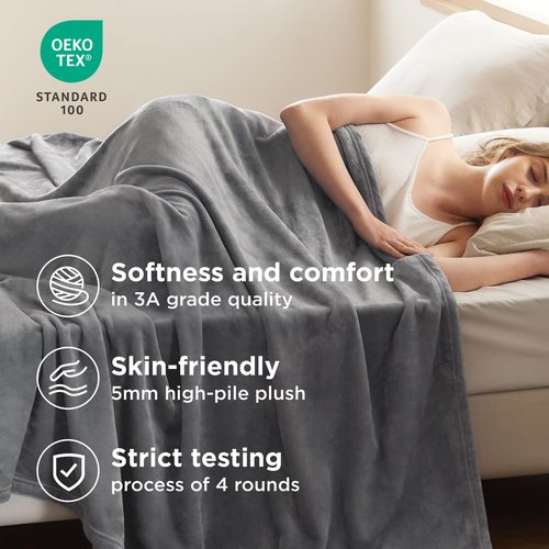 Bedsure GentleSoft Fleece Bed Blankets Queen Size Grey - Soft Warm Spring Blanket Lightweight Cozy Anti-Static Microfiber, Room Home Decor Gifts for Women and Men, 90x90 inches