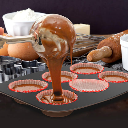 NutriChef 8-Piece Nonstick Bakeware Set - PFOA Free, Oven Safe to 450°F | Round, Loaf, Muffin & Cookie Pans (Brown)