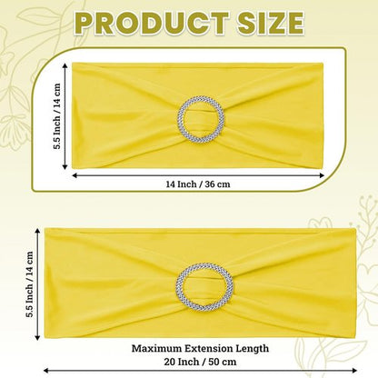 MDS Spandex Chair Sashes - Universal Fit Elastic Stretch Bands with Slider Bow | Pack of 250 - Yellow
