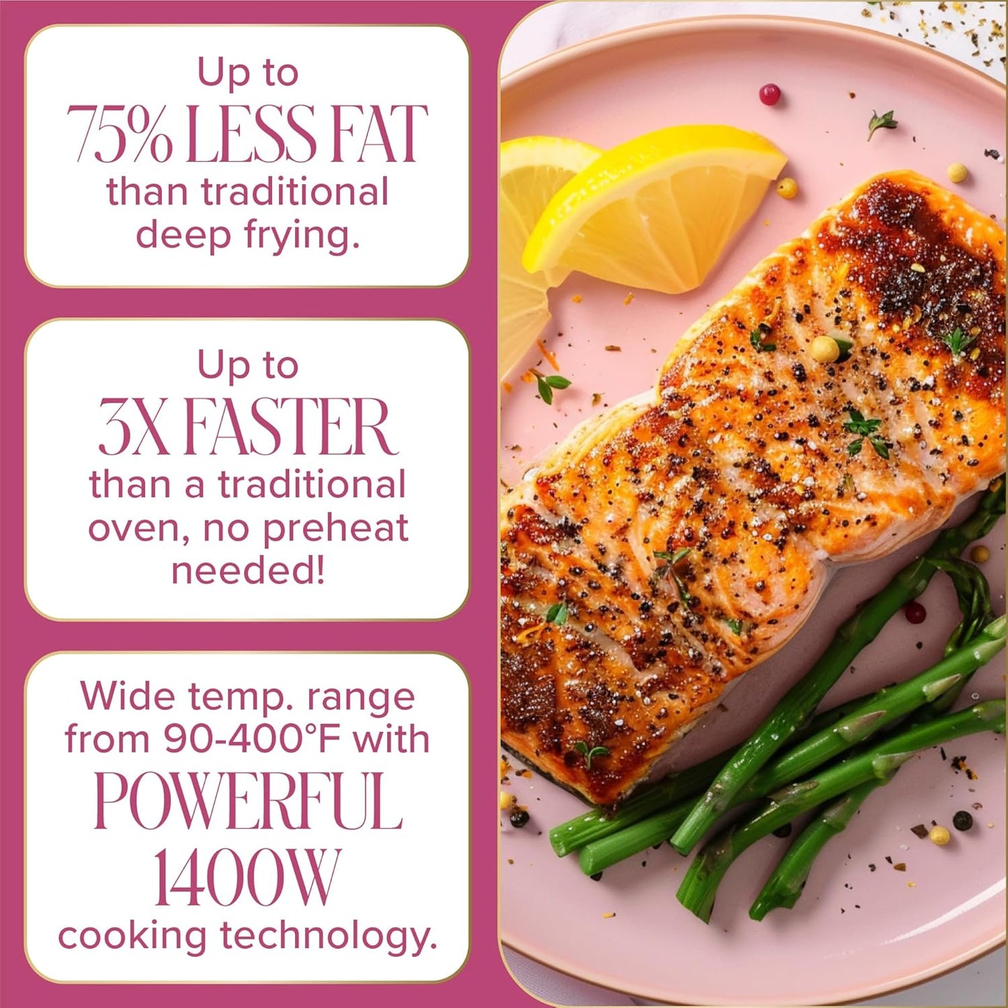 Paris Hilton Air Fryer - Large 6-Quart Capacity, Nonstick & PFAS-Free, Touchscreen, 8-in-1 Functions, White