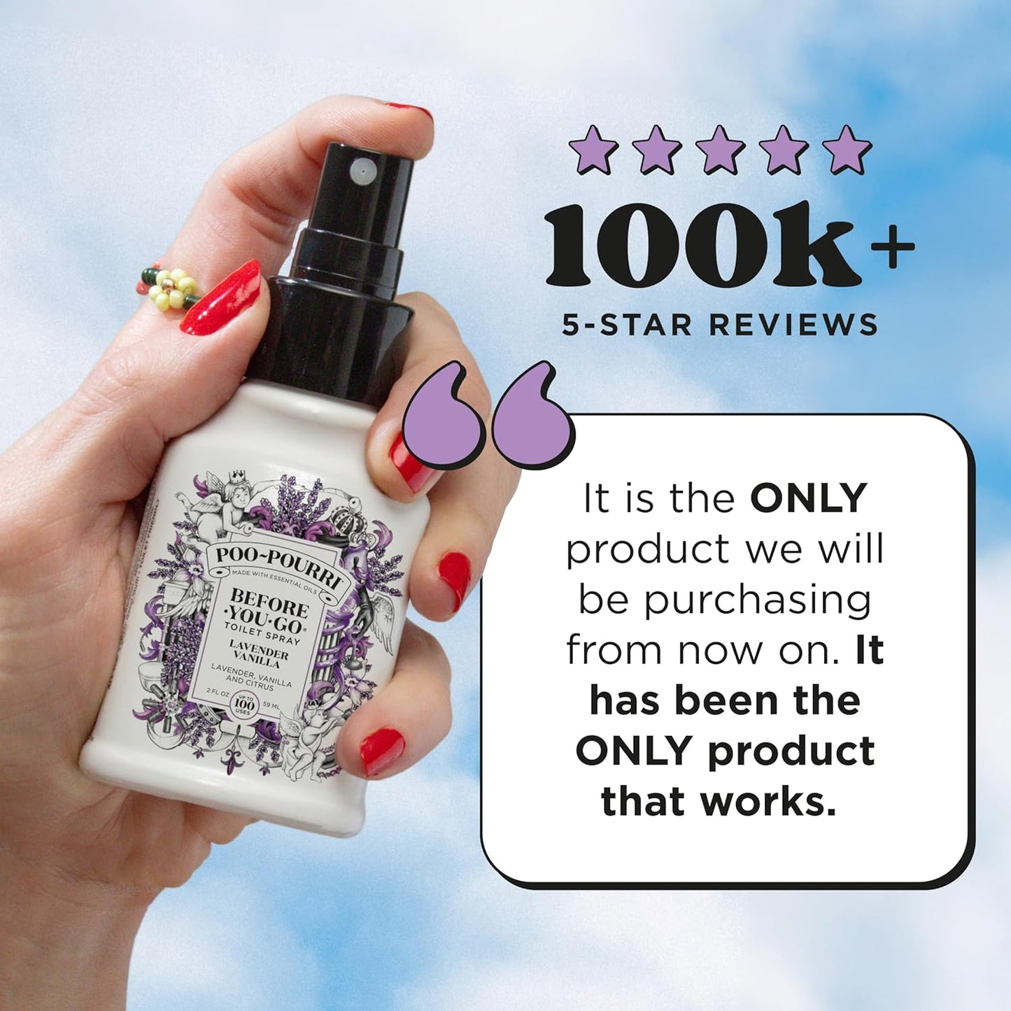 Poo-Pourri Before-You-Go Toilet Spray - Lavender Vanilla, 2 Fl Oz | Essential Oil Bathroom Deodorizer, TSA Approved