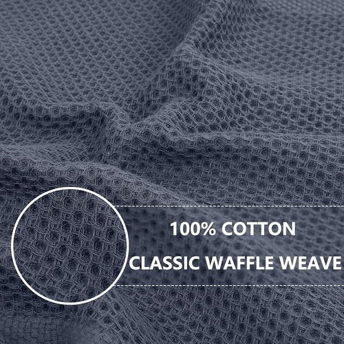 Homaxy Kitchen Dish Towels - 100% Cotton Oversized Waffle Weave, Ultra Soft & Absorbent, 3-Pack | Dark Grey, 20 x 28 Inches