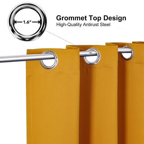 ChrisDowa Room Darkening Curtains 102 Inches Long 2 Panels Set for Living Room, Grommet Thermal Insulated Blackout Curtains for Bedroom (Mustard Yellow, 52 x 102 Inch)