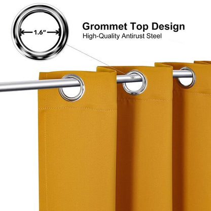 ChrisDowa Room Darkening Curtains 102 Inches Long 2 Panels Set for Living Room, Grommet Thermal Insulated Blackout Curtains for Bedroom (Mustard Yellow, 52 x 102 Inch)