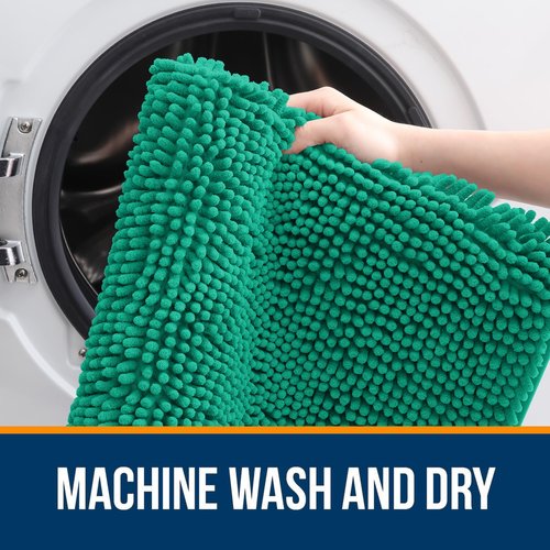 OLANLY Bathroom Rugs 36x24, Extra Soft Absorbent Chenille Bath Rugs, Rubber Backing Quick Dry, Machine Washable Bath Mats for Bathroom Floor, Tub and Shower, Home Decor Accessories, Emerald