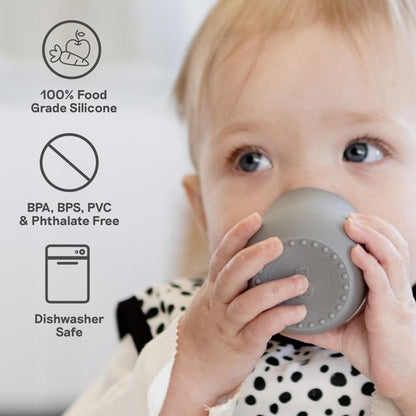 ezpz Tiny Cup (Sage/Olive) - 4 months+ - 100% Silicone Training Cup for Infants - Designed by a Pediatric Feeding Specialist - Baby-Led Weaning Essentials & Baby Gifts