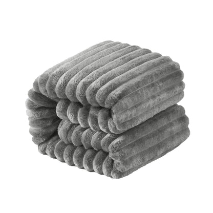 NTBAY Flannel Toddler Blanket - Fluffy Warm & Lightweight Reversible Stripes | 30x40 Inches, Grey