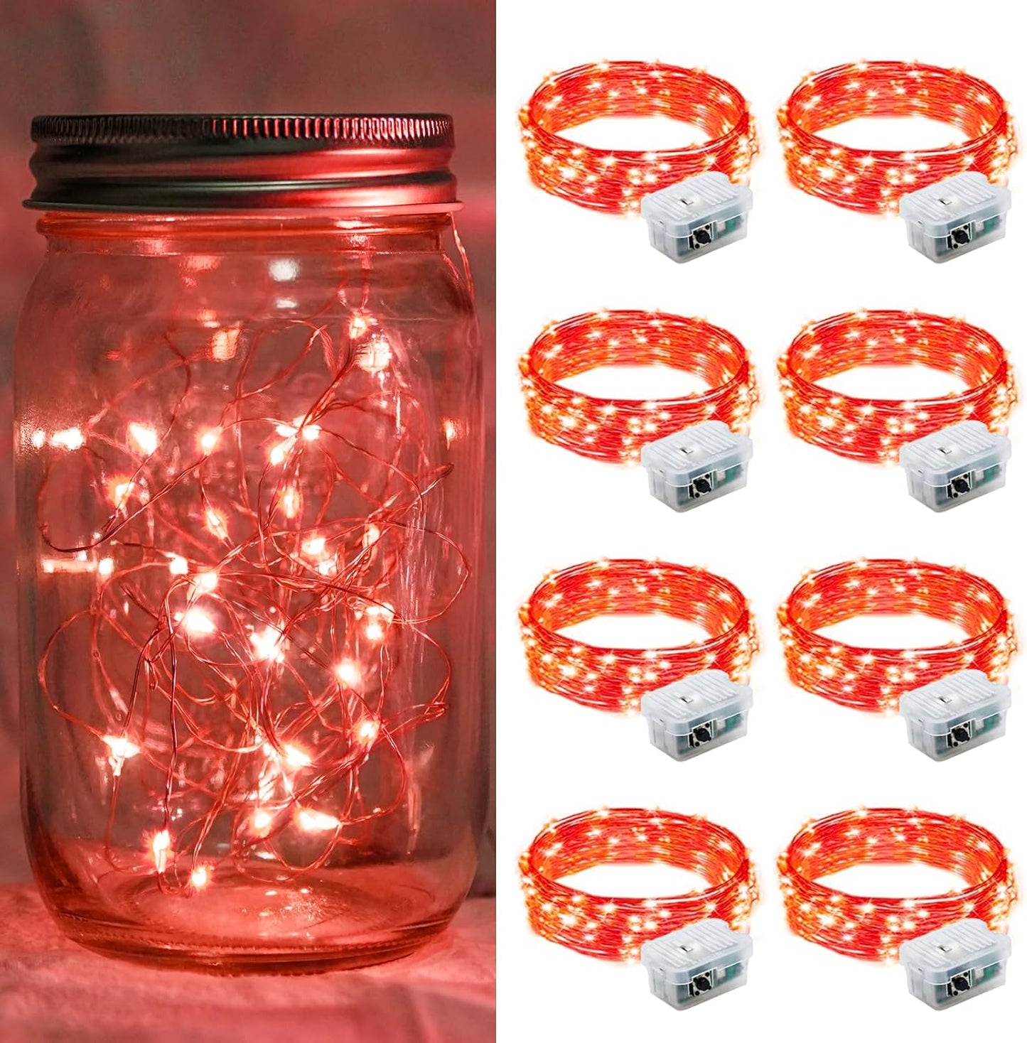 Skiennix 20 LED Red Fairy String Lights - 7Ft Waterproof Twinkle Lights for Parties & Holidays