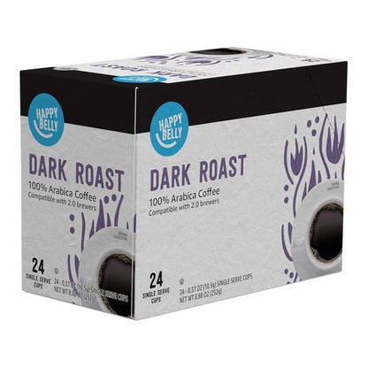 Happy Belly Dark Roast Coffee Pods - Compatible with Keurig 2.0 | 24 Count