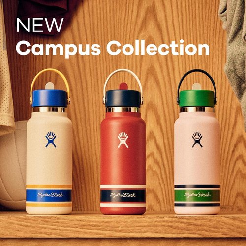 Hydro Flask Water Bottle - Insulated Stainless Steel with Wide Mouth Flex Straw Lid | 32 Oz Campus Ivory
