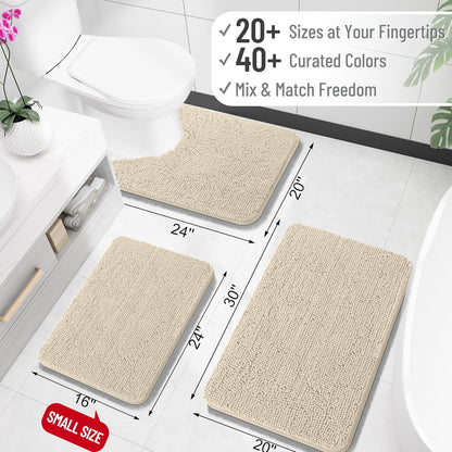 OLANLY Large Bathroom Rugs - Extra Soft Chenille Bath Mats | Quick Dry, Machine Washable, 40x32, Sand