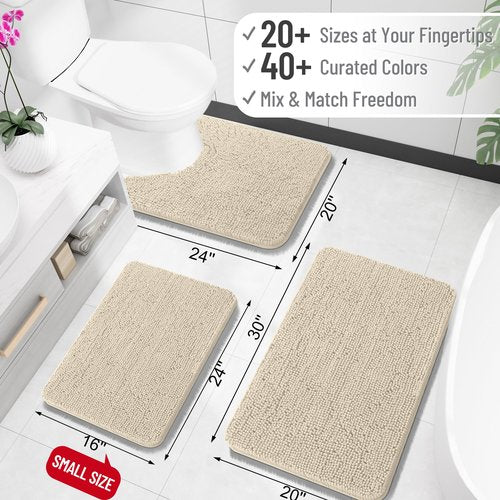 OLANLY Bathroom Rugs 59x35, Extra Soft Absorbent Chenille Bath Rugs, Rubber Backing Quick Dry, Machine Washable Bath Mats for Bathroom Floor, Tub and Shower, Home Decor Accessories, Sand