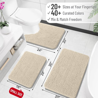 OLANLY Bathroom Rugs 59x35, Extra Soft Absorbent Chenille Bath Rugs, Rubber Backing Quick Dry, Machine Washable Bath Mats for Bathroom Floor, Tub and Shower, Home Decor Accessories, Sand