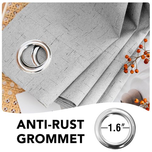 H.VERSAILTEX Linen Blackout Curtains Durable Thick Textured Linen Look 100% Blackout Patio Door Curtain Anti Rust Grommet Extra Wide Sliding Door Curtain Panel, Glacier Gray, W100 x L84 inch