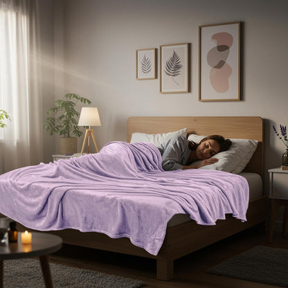 Utopia Bedding Fleece Blanket - Luxury Soft Microfiber Queen Size in Lilac | 300GSM Anti-Static (90x90 Inch)