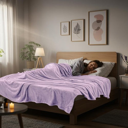 Utopia Bedding Fleece Blanket Queen Size Lilac 300GSM Luxury Fuzzy Soft Anti-Static Microfiber Bed Blanket (90x90 Inch)