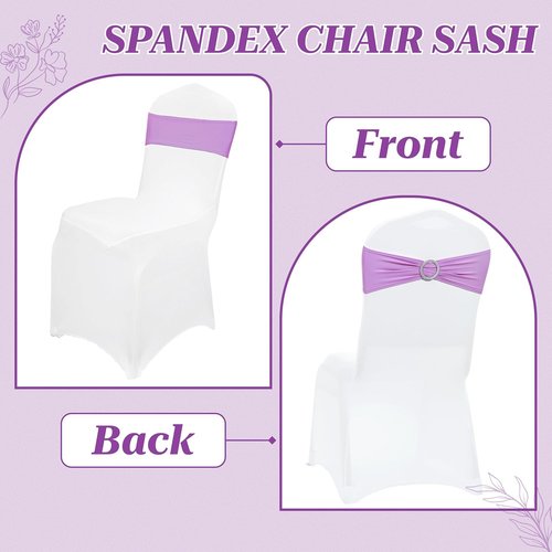 MDS Spandex Chair Sashes - Universal Fit Elastic Stretch Bands with Buckle for Weddings | Light Purple - Pack of 125