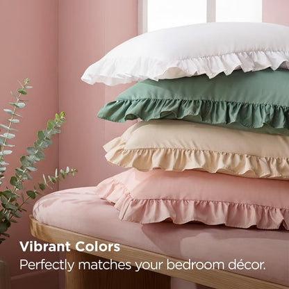 Bedsure Ruffle Body Pillow Covers, Ruffled Long Pillowc Shams, Double Brushed Microfiber Ruffled Pillow Case Covers with Envelope Closure, Blush Pink, 20" x 54"