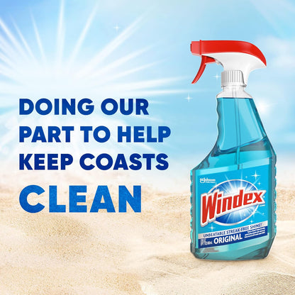 Windex Glass Cleaner Spray - Eco-Friendly 100% Recycled Plastic Bottle | Original Blue Scent, 32 Fl Oz