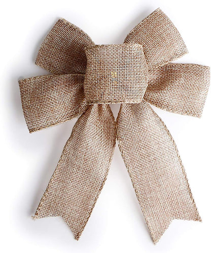 Rustic Jute Bows | Burlap Wreaths for Christmas Tree Topper | 6-Inch Wedding & Holiday Decor