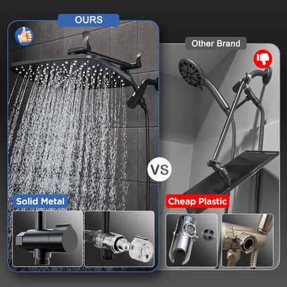 Veken 11.8" Rain Shower Head - High Pressure Handheld Shower with Multi Spray Modes | Matte Black