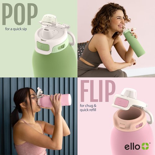 Ello Pop & Fill 32oz Stainless Steel Water Bottle - Yours Truly Design