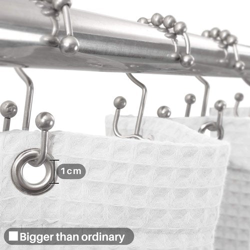 Barossa Design Cotton Blend Shower Curtain Honeycomb Waffle Weave, Soft & Hotel Spa, Washable, White, 72 x 72 inch
