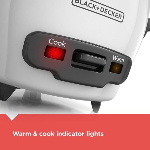 BLACK+DECKER 28-Cup Rice Cooker - Removable Non-Stick Bowl & Steaming Basket | White Finish