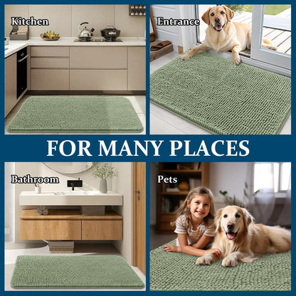 OLANLY Dog Door Mat - Absorbent Non-Slip Mud Mat for Indoor Use | 35x24 Inches, Sage Green