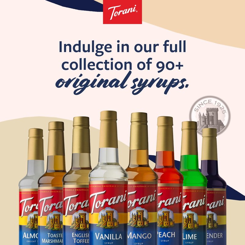 Torani Coffee Syrup, Classic Caramel Flavored Syrup for Drinks, Pump Included, 25.4 Fl Oz