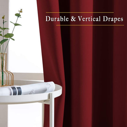 NICETOWN Extra Long Blackout Drapes - (52 inches by 120 inches, Burgundy Red, Set of 2) Window Treatment Light Blocking Privacy Curtain Panels for Home Decoration