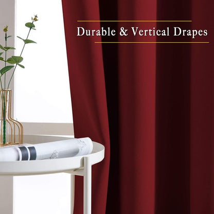 NICETOWN Burgundy Red Curtains 102 inches Long, Grommet Thermal Insulated Solid Blackout Curtains Privacy Window Treatments for Bedroom/Living Room, W46 x L102, 2 Panels