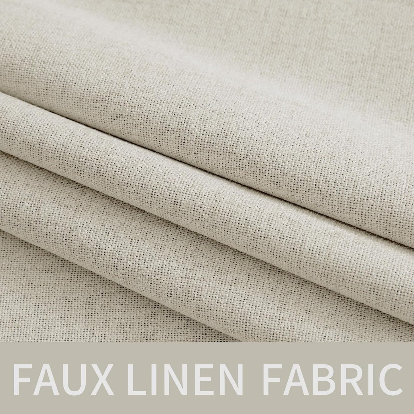 MIULEE Linen Texture Curtains - 100% Blackout Thermal Insulated Draperies | Light Cream, 52x96 Inch (2 Panels)