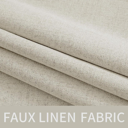 MIULEE 90-Inch Linen Texture Curtains - Light Cream 100% Blackout Thermal Insulated Drapes | 52x90 Inch (2 Panels)