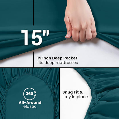 Utopia Bedding King Fitted Sheet - Deep Pocket Soft Microfiber - Fade Resistant & Easy Care - Teal