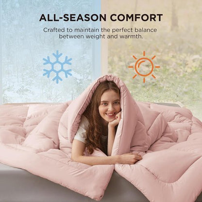 Bedsure Comforter Duvet Insert - All-Season Twin XL Quilted Bedding, GentleSoft Down Alternative, Pink 92 x 68 Inches
