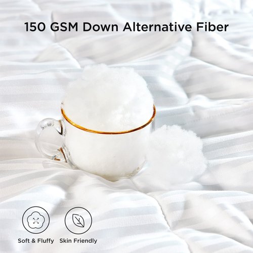Bedsure Duvet Insert King Size - Lightweight Comforter, Quilted Cooling Duvet Insert, Down Alternative Summer Comforter with 8 Tabs, Ultra Soft Blanket, Striped, King, White, 90x102 inches