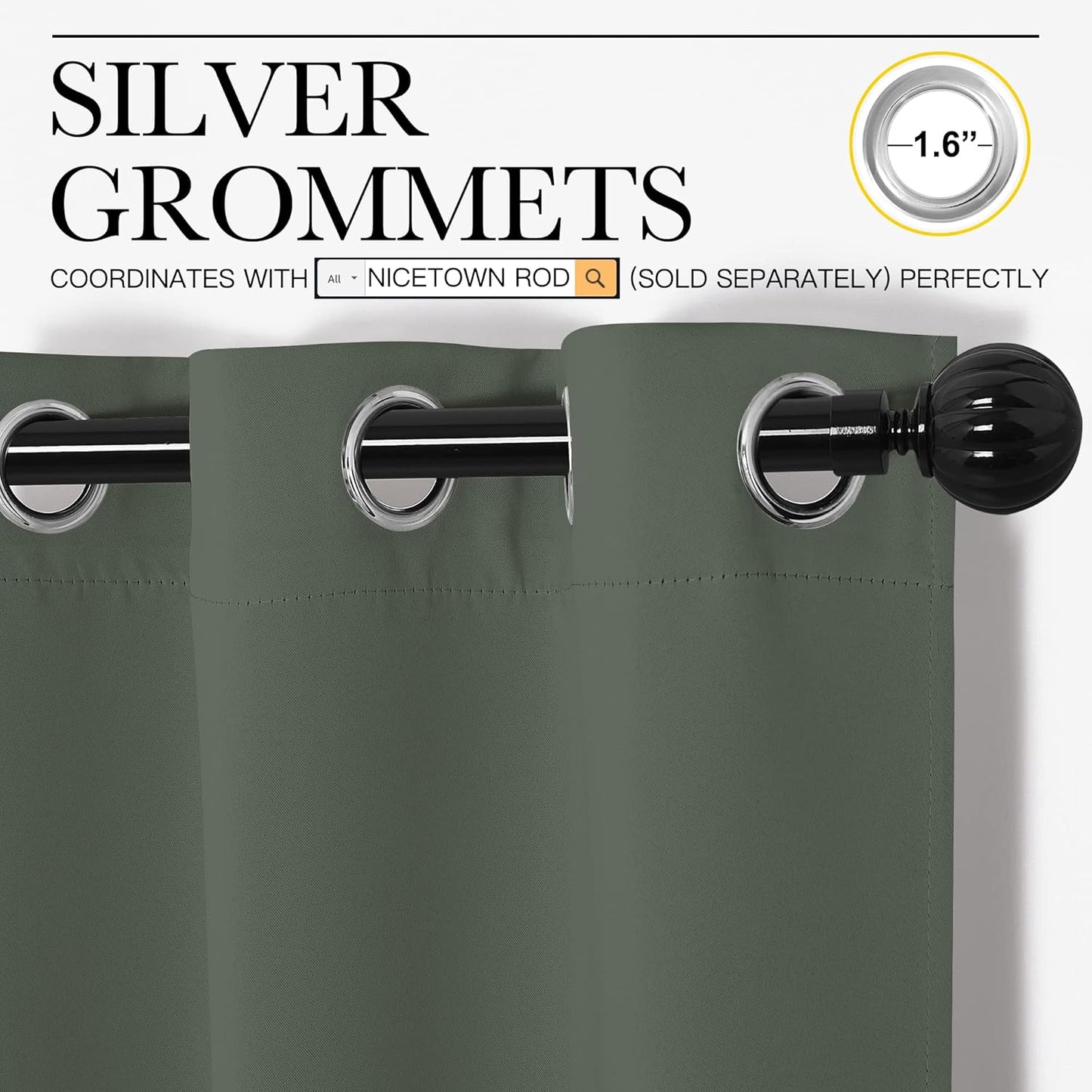 NICETOWN Blackout Draperies | Thermal Insulated Grommet Curtains - 55" W x 102" L for Holiday Decor