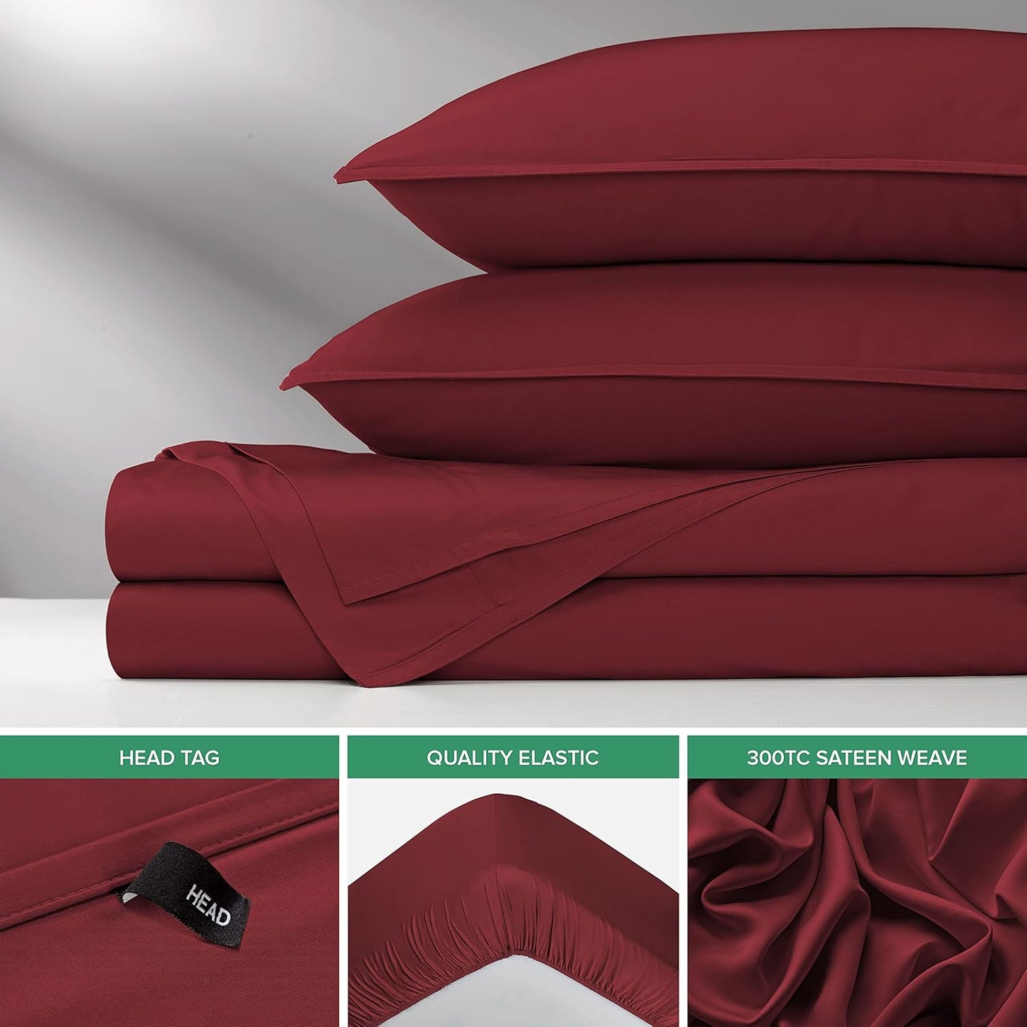 Pure Bamboo California King Sheets - 100% Organic Viscose Bed Set, Soft & Cooling, Merlot Color