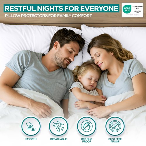 Utopia Bedding Premium 100% Waterproof Pillow Protectors with Zipper Queen Size (Set of 40), Bed Bug and Dust Mite Proof Zippered Pillow Covers, Pillow Encasement Cases, White