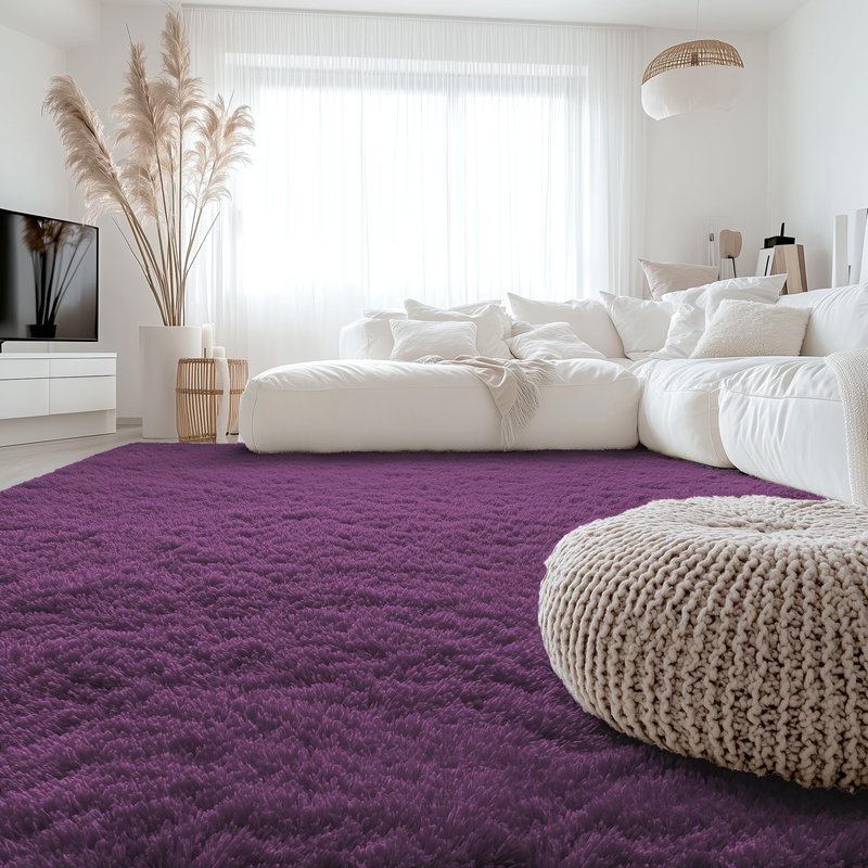 OLANLY 6x9 Machine Washable Large Area Rugs for Living Room, Bedroom, Soft Fluffy Shaggy Bedside Rug, Indoor Floor Carpet for Kids Girls and Boys, Dorms, Nursery, Home Decor Aesthetic, Dark Purple