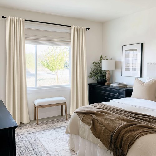 100% Blackout Shield Full Blackout Curtains for Bedroom 84 inch Length 2 Panels Set, Clip Rings/Rod Pocket Faux Linen Black Out Curtains for Living Room, Thermal Insulated, 50Wx84L, Butter Cream