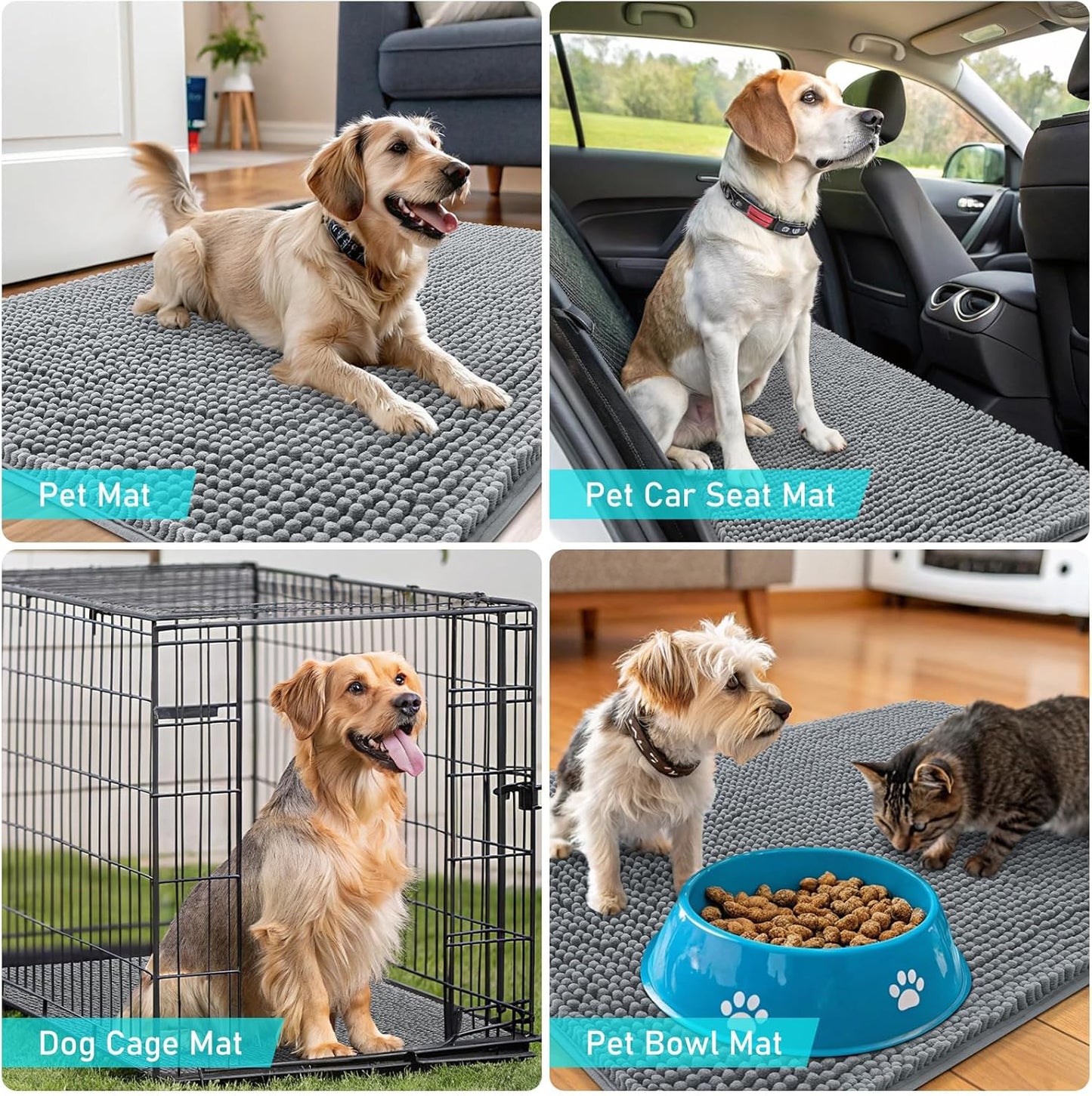 OLANLY Dog Door Mat Set - 3-Piece Bundle with 30x20 Size in Grey for Easy Cleaning & Durability