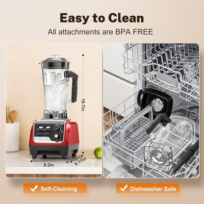 1800W High-Speed Blender by [Brand Name] - Smoothies & Frozen Drinks | 70 Oz BPA-Free Pitcher & 20 Oz To-Go Cup - Dark Red
