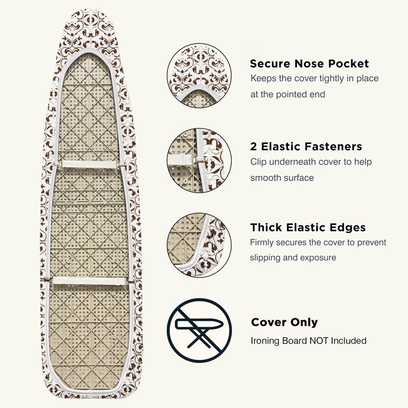 UniSimp Ironing Board Cover and Pad 18"x54" Extra Thick Natural Cotton, Scorch & Stain Resistant Iron Board Cover, Extra Large Iron Board Cover with Fasteners Heavy Duty Heatproof Elastic Edge Foliage