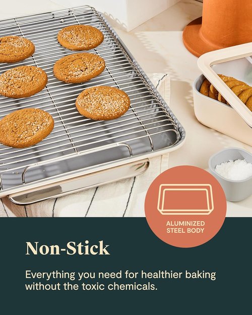 Caraway Nonstick Ceramic Bakeware Set - 11 Pieces with Assorted Pans, Cooling Rack & Storage | Non-Toxic, PTFE & PFOA Free - Marigold