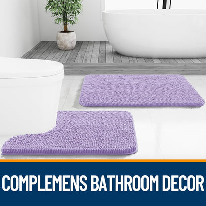 OLANLY Bathroom Runner Rugs - Soft Absorbent Chenille Bath Mats | Quick Dry, Machine Washable, 70x24, Lavender
