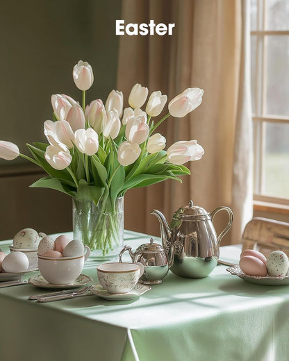 Pureegg Disposable Table Cloths - 12 Pack, 54 x 108 Inch, Leakproof Sage Green for Easter Parties