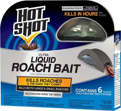 Hot Shot Ultra Liquid Roach Bait - Kills Roaches in Hours | 6 Count Pack